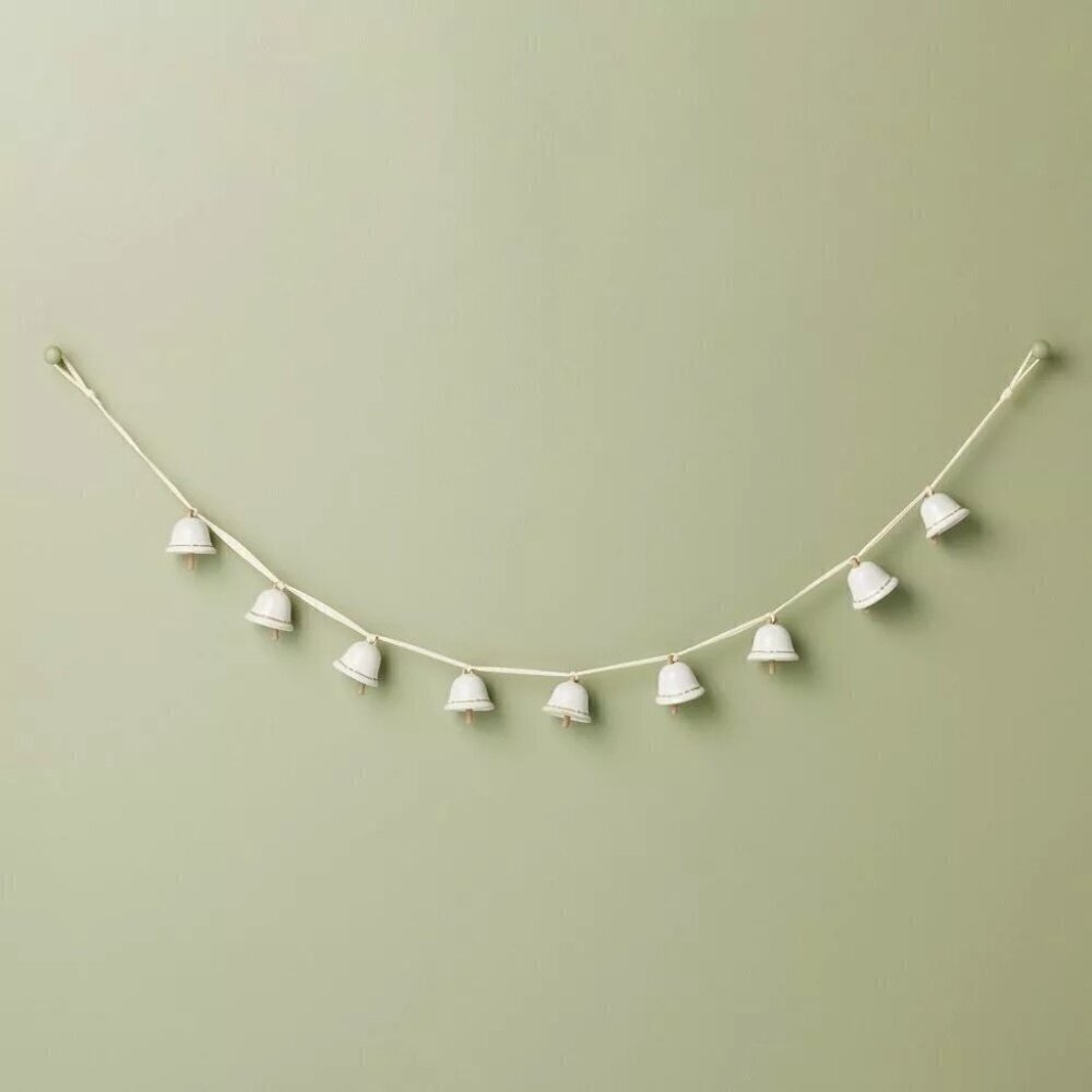 Hearth & Hand with Magnolia 3.75' Decorative Ceramic Bell Christmas Garland Crea